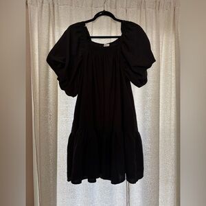Entro brand Black Puff-Sleeve Mini Dress
